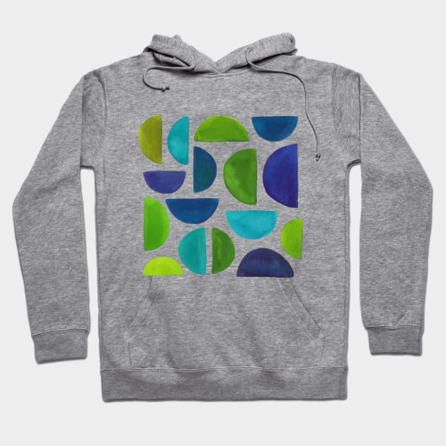 Blue Green Semi Circles Hoodie by sallycummingsdesigns